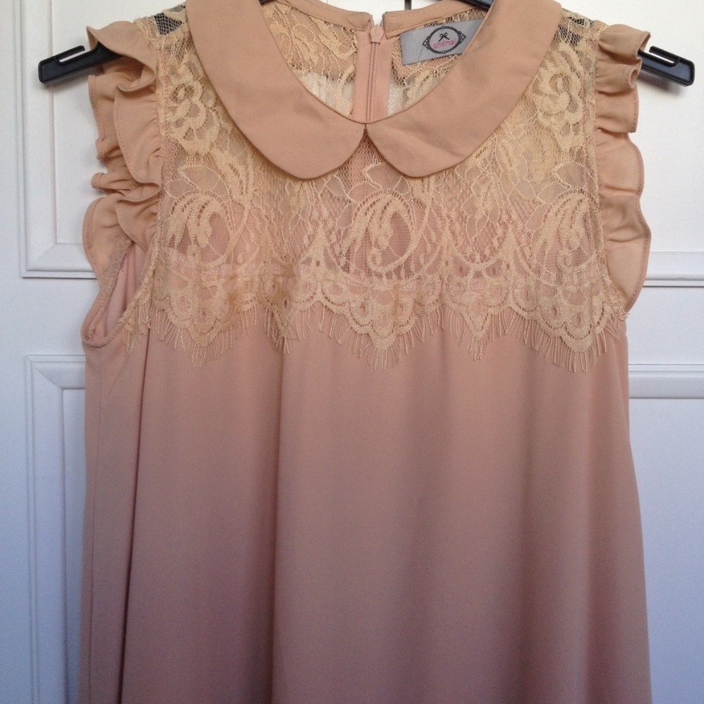 Nude color dress with lace on top  (UNUSED)